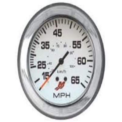 УРЕД СКОРОСТОМЕР 65MPH БЯЛ С ХРОМИРАНА РАМКА